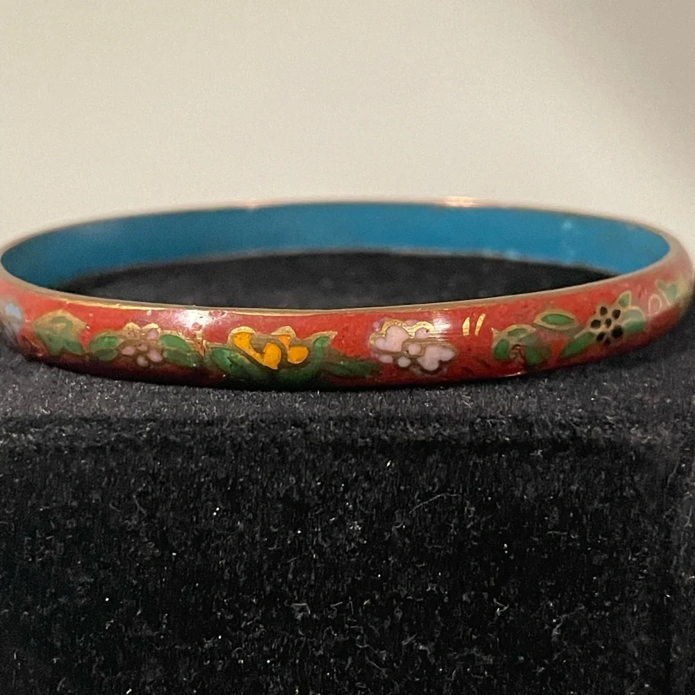 Old Chinese Cloisonné Bangle Bracelet - Picture 7 of 8